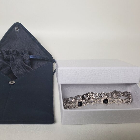 Rhodium-Plated Bracelet – Black & Clear Sparkling Stones - Picture 10 of 13